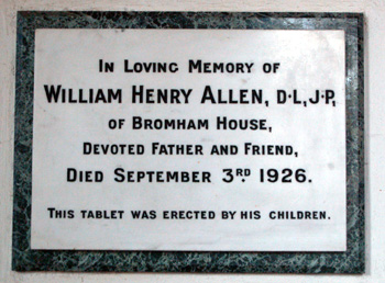 Memorial to W. H. Allen in Bromham Church May 2012